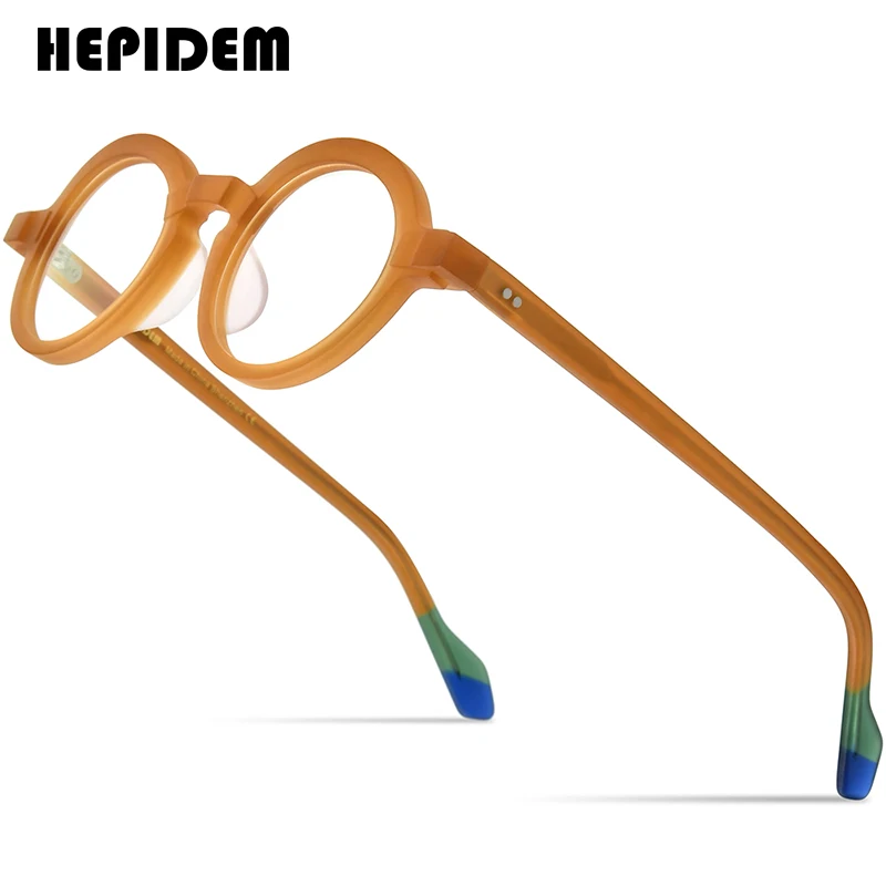 

HEPIDEM Multicolor Acetate Glasses Men Matte Retro Round Prescription Eyeglasses Women Optical Frame Spectacles Eyewear 9233