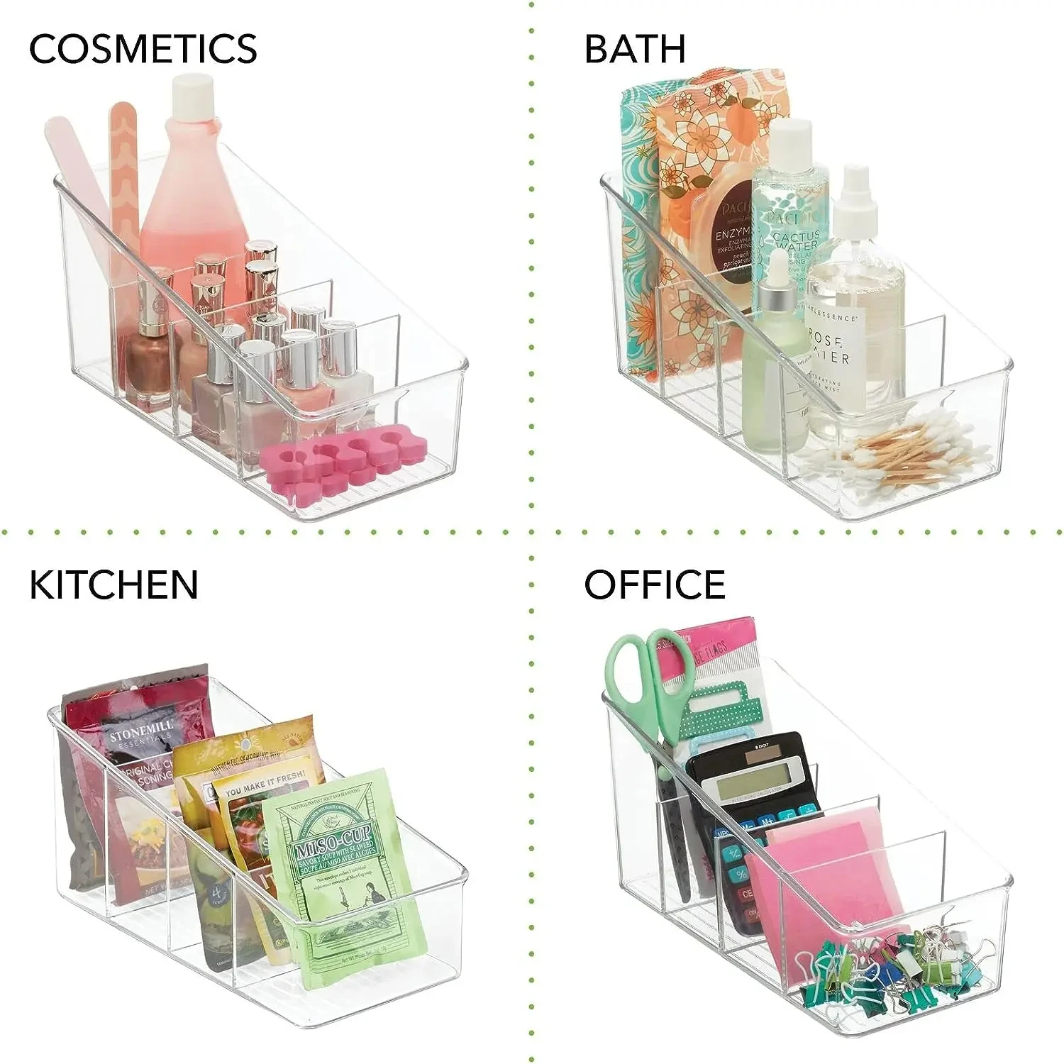 4 Layers Food Storage Containers Pantry Organizer Desktop Transparent Kitchen for PET Refrigerator Makeup Box Spice Pouches 4