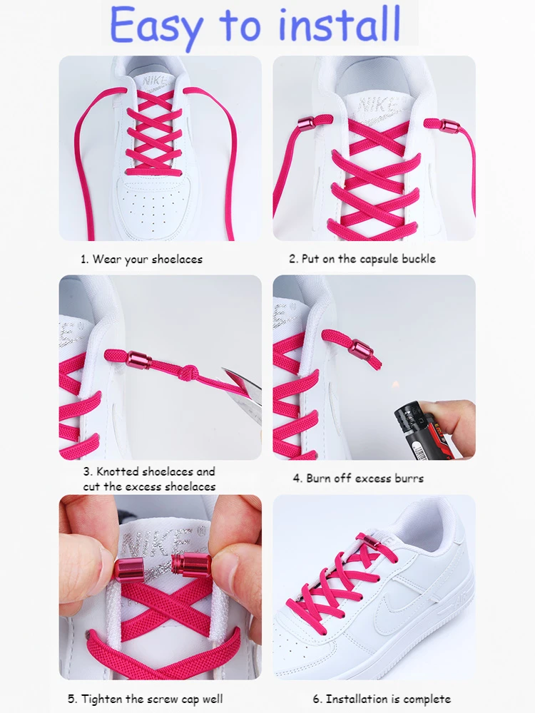 2021 New No Tie Shoelaces Elastic Flat Shoe Laces For Kids and - Main Image