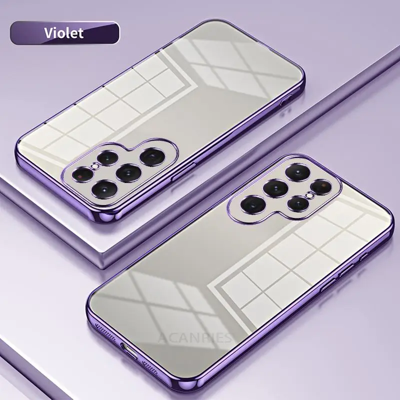 thumbnail image 1 of S 24 23 22 21 Luxury Plating Transparent Case For Samsung Galaxy S24 S23 S22 S21 Fe Plus Ultra 5g Silicone Back Cover S23fe, 1 of 5