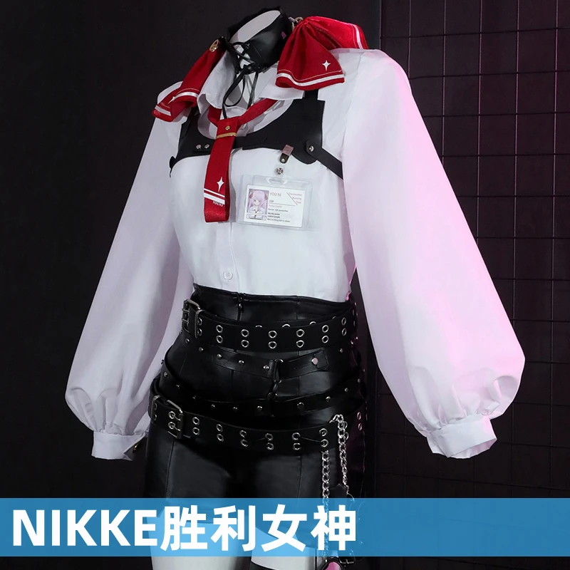 

COSLEE [XS-XXL] Аниме игра NIKKE Yuni Косплей Костюм ежедневная версия Полный комплект рубашка брюки пояс Униформа ролевая игра одежда для женщин