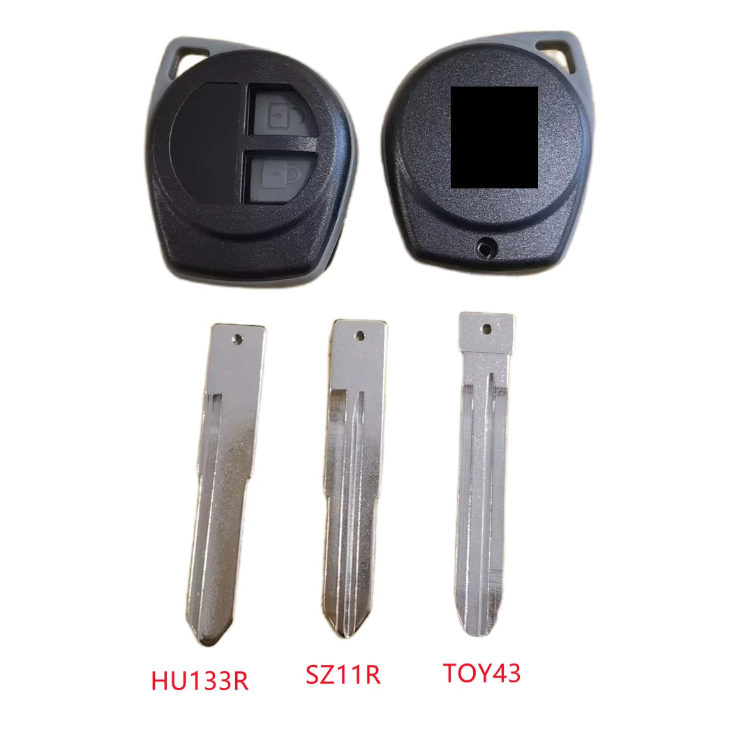 2 Buttons Replacement Remote Car Key Shell for Suzuki Grand Vitara SWIFT HU133R/TOY43/SZ11R Blade Rubber Button Pad key case car key shell key cover fob cover key fob replacement