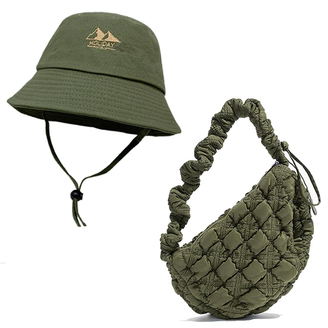 Bucket hat and shoulder bag set, elegant summer fashion