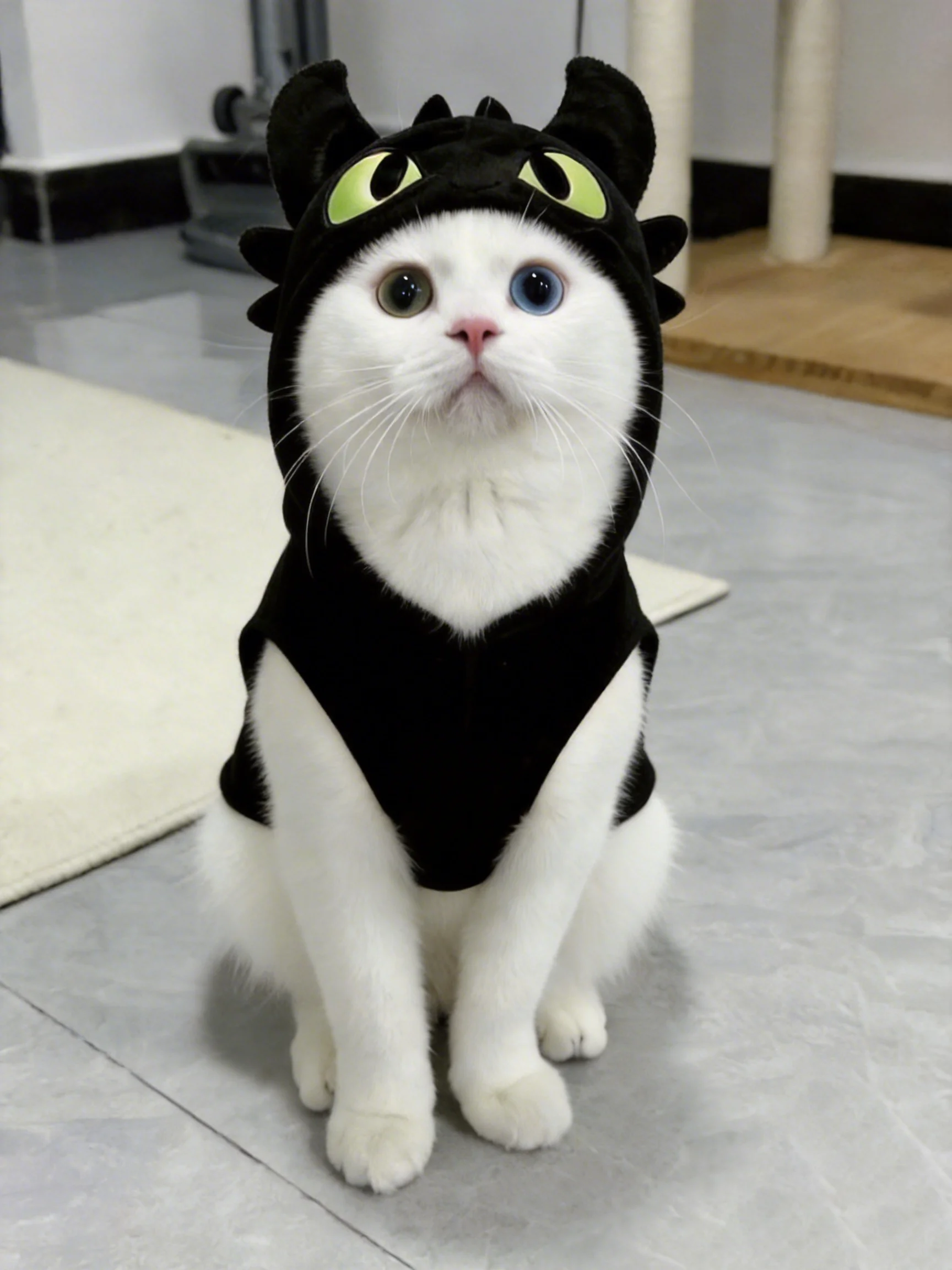 소형견 고양이용 애완동물 후드티 따뜻한 플리스 코트 귀여운 악마 스타일 강아지 새끼 고양이 겨울옷 털빠짐 방지
