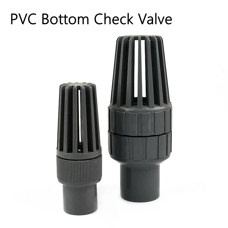 

1PC I.D 32/40/50/63mm PVC Bottom Check Valve Strainer Aquarium Home Watering Tube Fittings Garden Irrigation Water Pipe Adapter