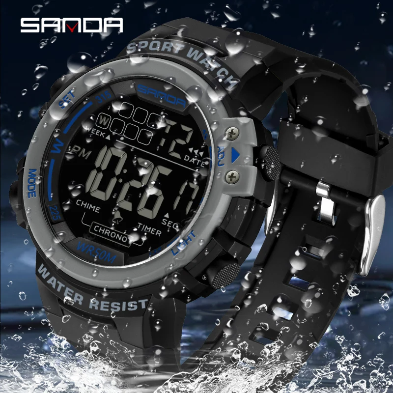 Sanda 2140 Nieuwe Mode Outdoor Sport Mannen Multifunctionele Horloges Wekker Chrono 5bar Waterdicht Digitaal Horloge Reloj Hombre