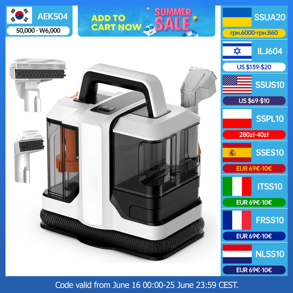 OMESER W05 Handheld Carpet Cleaner 750W 15Kpa Corded Spot Clean Machine Wet Fabric Carpet Sofa Cleaning Pet Portable Car