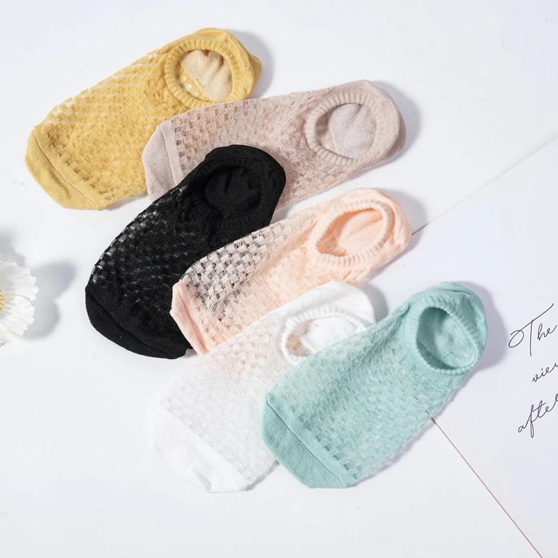 Șosete de vară pentru femei, cu plasă subțire, respirabil, culoare solidă, toate potrivirile, antiderapante, invizibile, superficiale, cu model barcă_voghion.com