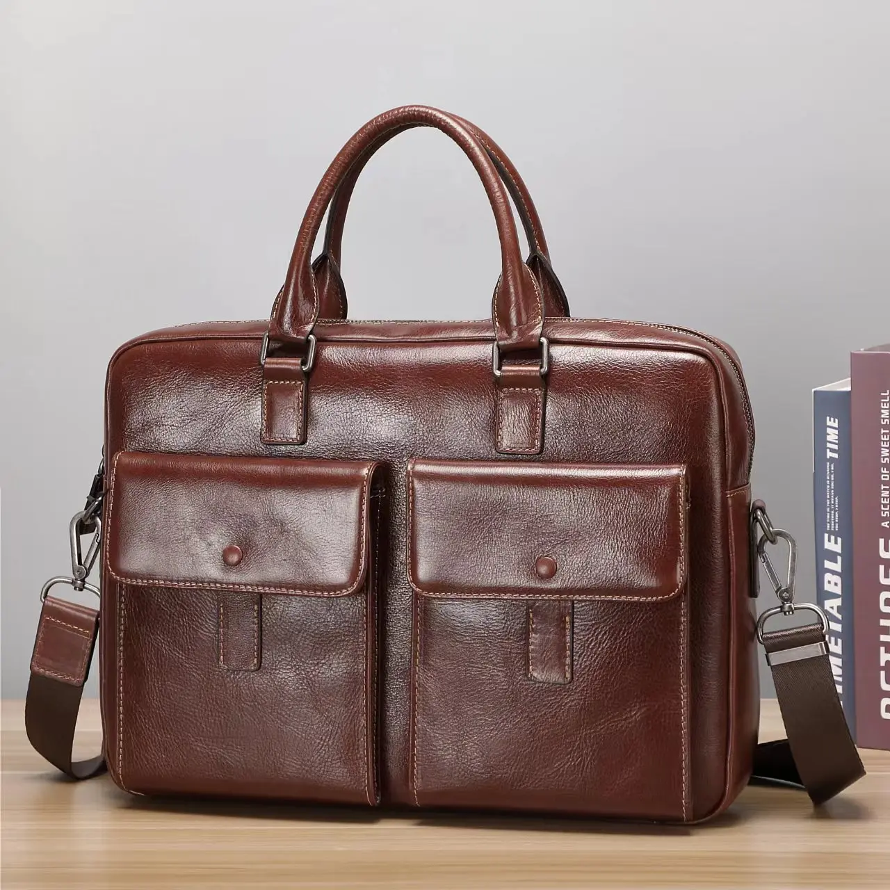 

Men's Handbag Italy Imported Cowhide Shoulder Bags Business Luxury Genuine Leather Large Capacity Briefcase