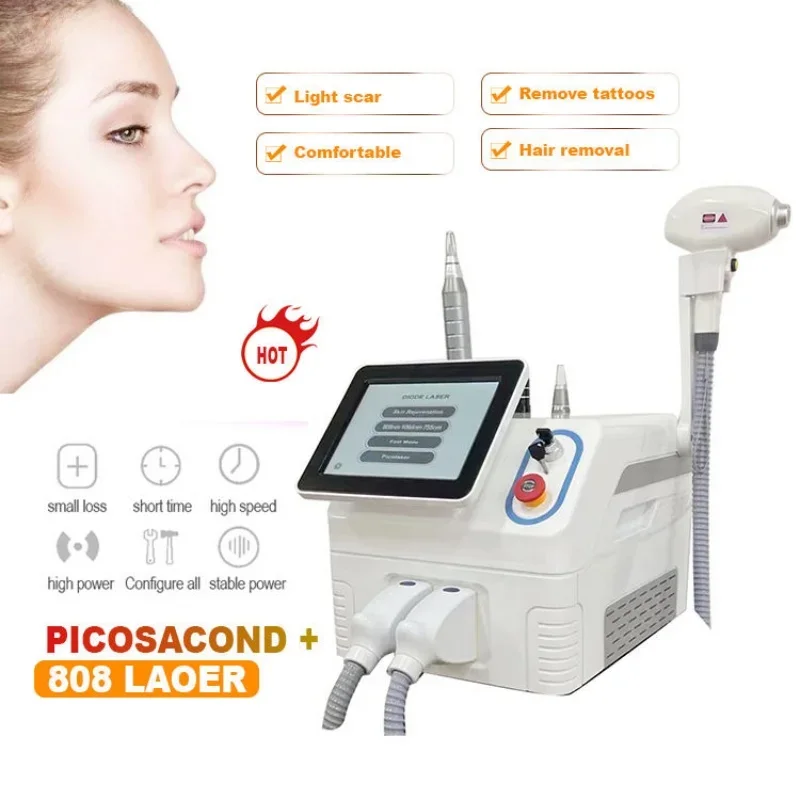 2 in 1 808 diode Laser permanent hair removal q switched nd yag portable picosecond laser tattoo removal machine