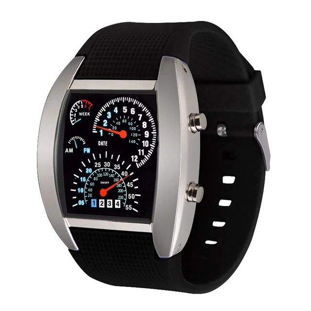Racing dashboard electronic watch fashion sports aviation LED electronic watch men and women students personalised watch 2