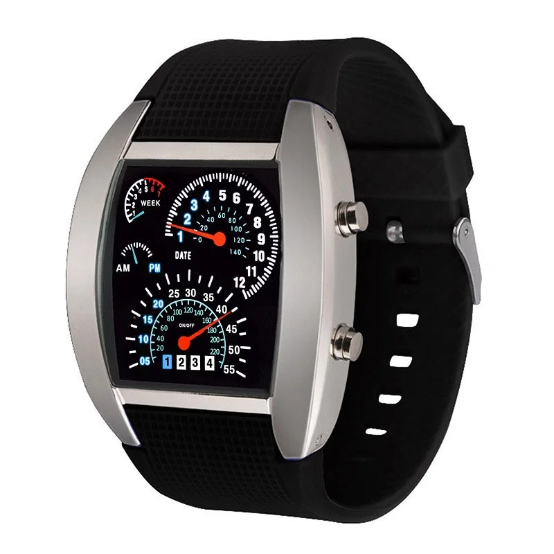 Racing dashboard electronic watch fashion sports aviation LED electronic watch men and women students personalised watch 2