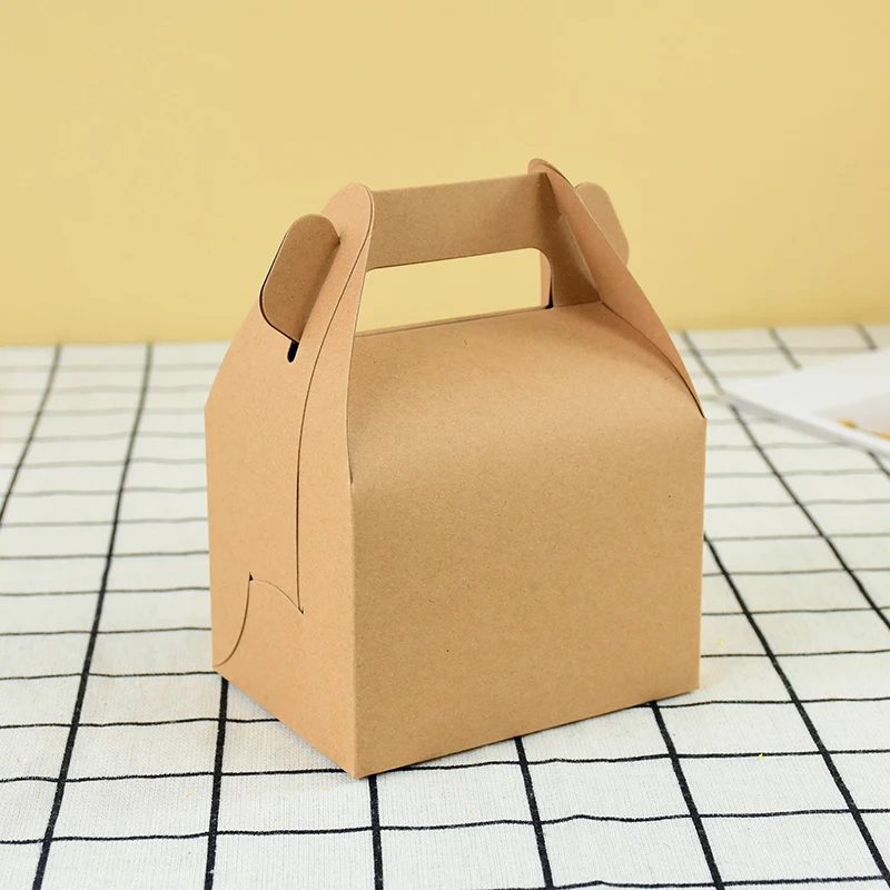 5/10Pcs Brown and White Kraft Paper Cake Boxes with Handle, Portable Gift Boxes for Cak... - SKU KPCB1018 - UGI Packaging