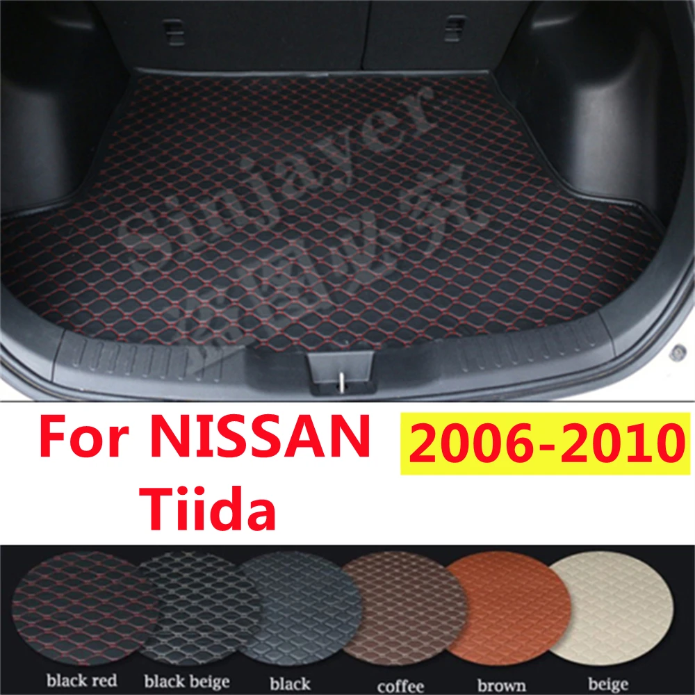 

SJ автомобильный коврик для багажника на заказ, подходит для NISSAN Tiida 2010 2009 2008 2007 2006 Водонепроницаемый Автомобильный задний загрузочный лоток для ковра