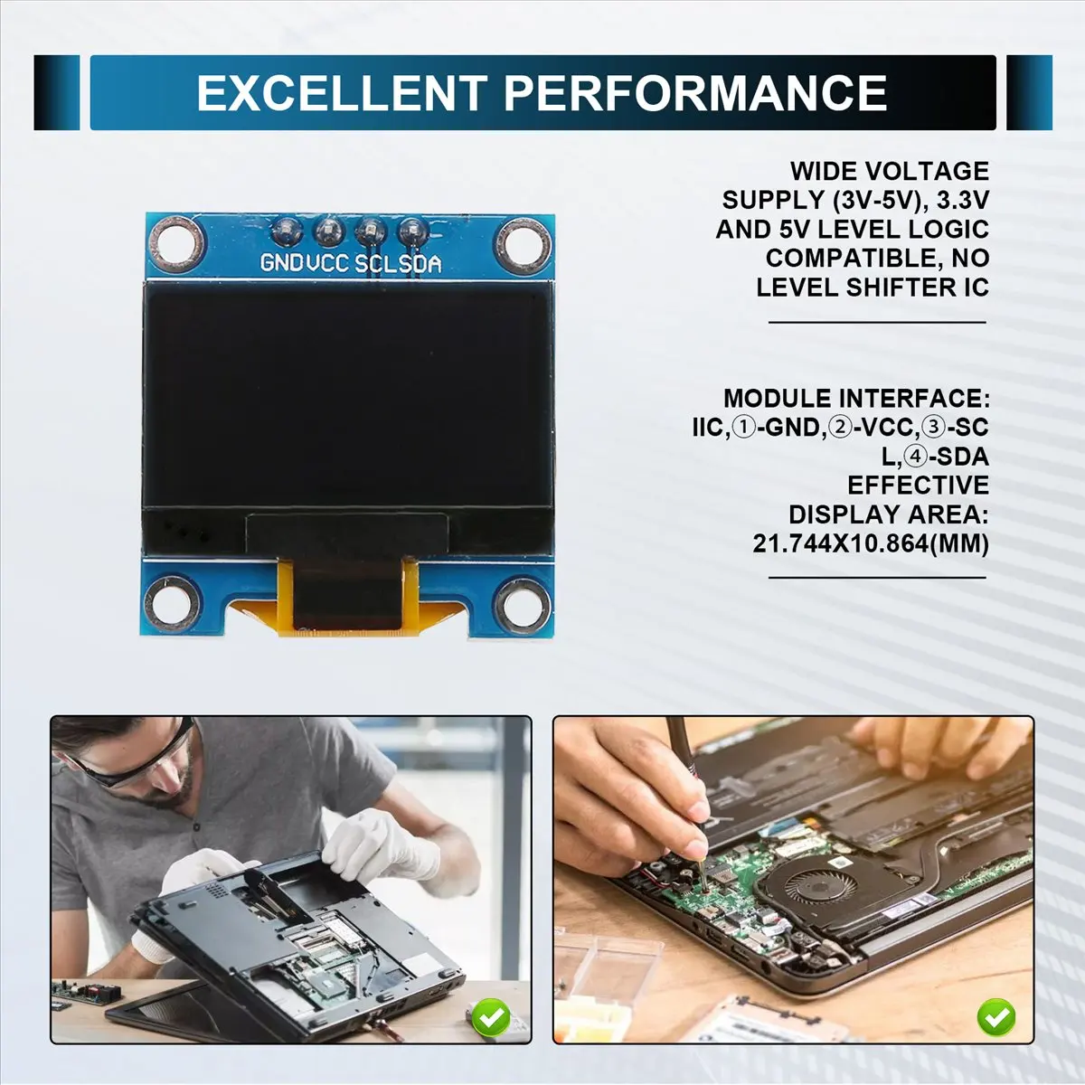  39Q 소비자 전자제품, 아두이노 키트용 0.96인치 128X64 OLED LCD LED 모듈 화이트 디스플레이(금속+PC)