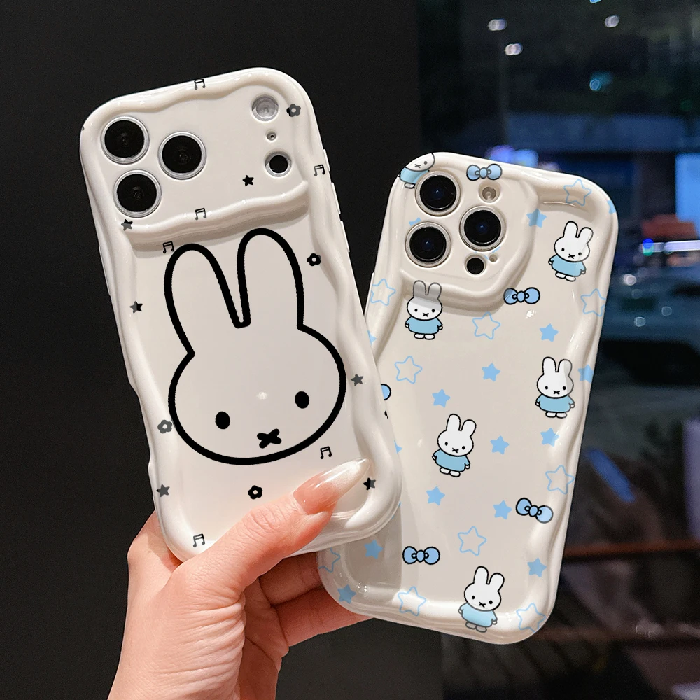 Adorable Cartoon Rabbit 3D Wave Phone Case Cover