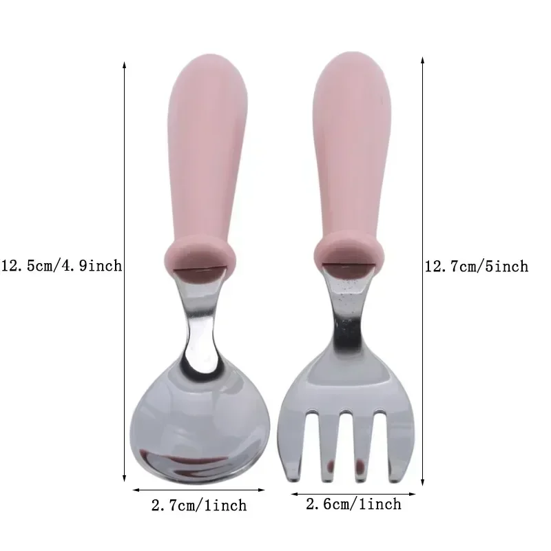Baby Gadgets Kid Tableware Set Children Utensil Stainless Steel Toddler Dinnerware Cutlery Baby Safety Feeding Spoon Fork Cute