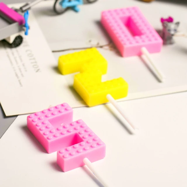 Bougie numérique colorée en bloc de pixels, 1 pièce, pour décoration de gâteaux et de cupcakes, chiffres 0-9, dégradé de souhaits, robe de Table à Dessert pour fête 4