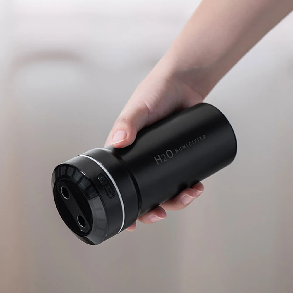 300ml 더블 스프레이 차량용 가습기 7색 조명 픽업 다이나믹 가습기 여행용 자동차용 스마트 픽업 가습기