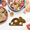 1Pc Wooden Bunny Shaped Egg Tray Egg Storage Holder Double Sided Cake Tray Bunny Shaped Wooden Plate Kitchen Storage Accessories 3
