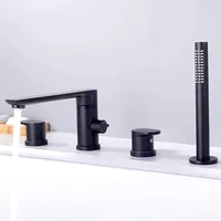 ชุดก๊อกน้ําอ่างอาบน้ําสีดํา Gunmetal สุดหรูพร้อมการติดตั้งสามรู 4