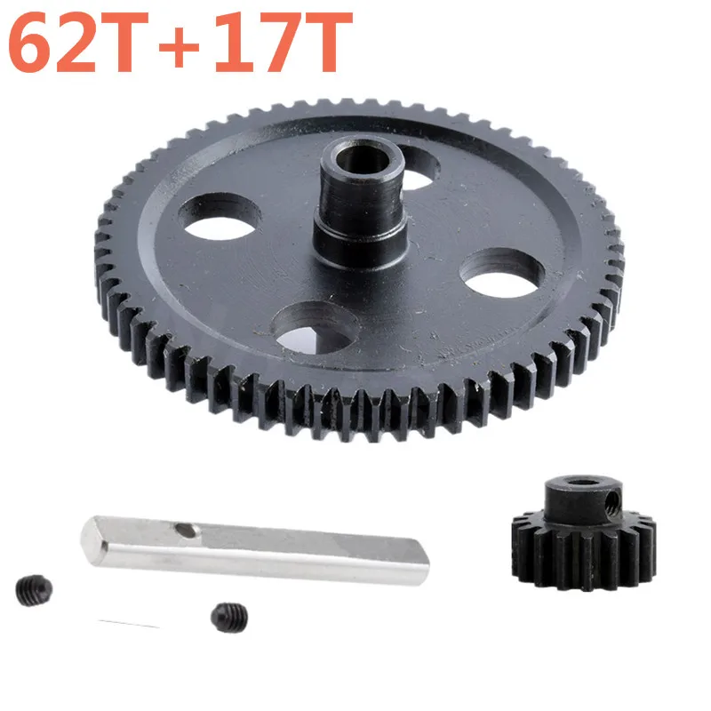 

RC Cars 0015 Black Metal Spur Diff Main Motor Pinion Gears Center Reduction Gear 62T+17T Fit WLtoys 1/12 12428 12423