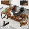 70.8-Inch Executive Desk with File Cabinet, Large L Shaped Computer Desk with Storage Cabinet, L Shaped Desk with Drawer Cabinet 4