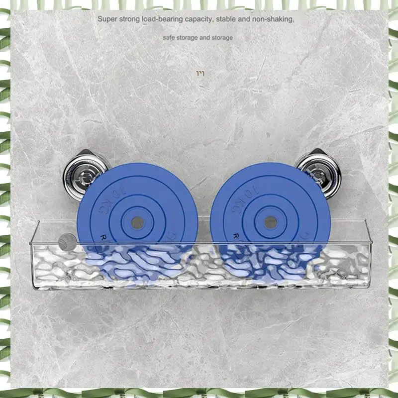 No-Drill, Light Luxury Style Glacier Pattern Suction Cup Shelf,Bathroom Shower Organizer Easy To Use Gray Fan Style