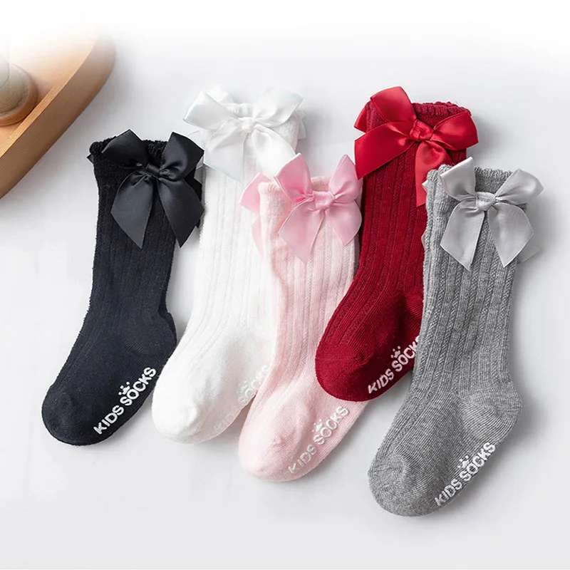 Cotton Socks Kids Socks Baby Socks Girls Socks Girls Big Bow Knee High Long Soft Kids Socks Toddlers Cotton Lace Baby Socks