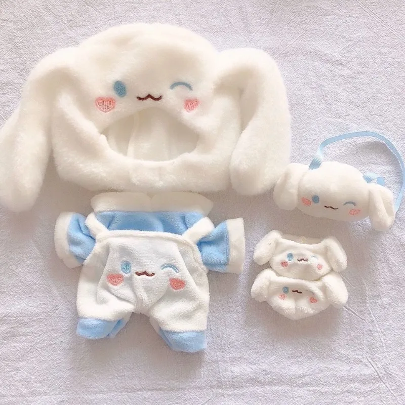 

Кавайная кукла Плюшевые аксессуары Аниме Cinnamoroll для 20 см куклы капюшон шляпа сумка комбинезон мультяшная одежда костюм Плюшевые игрушки подарки