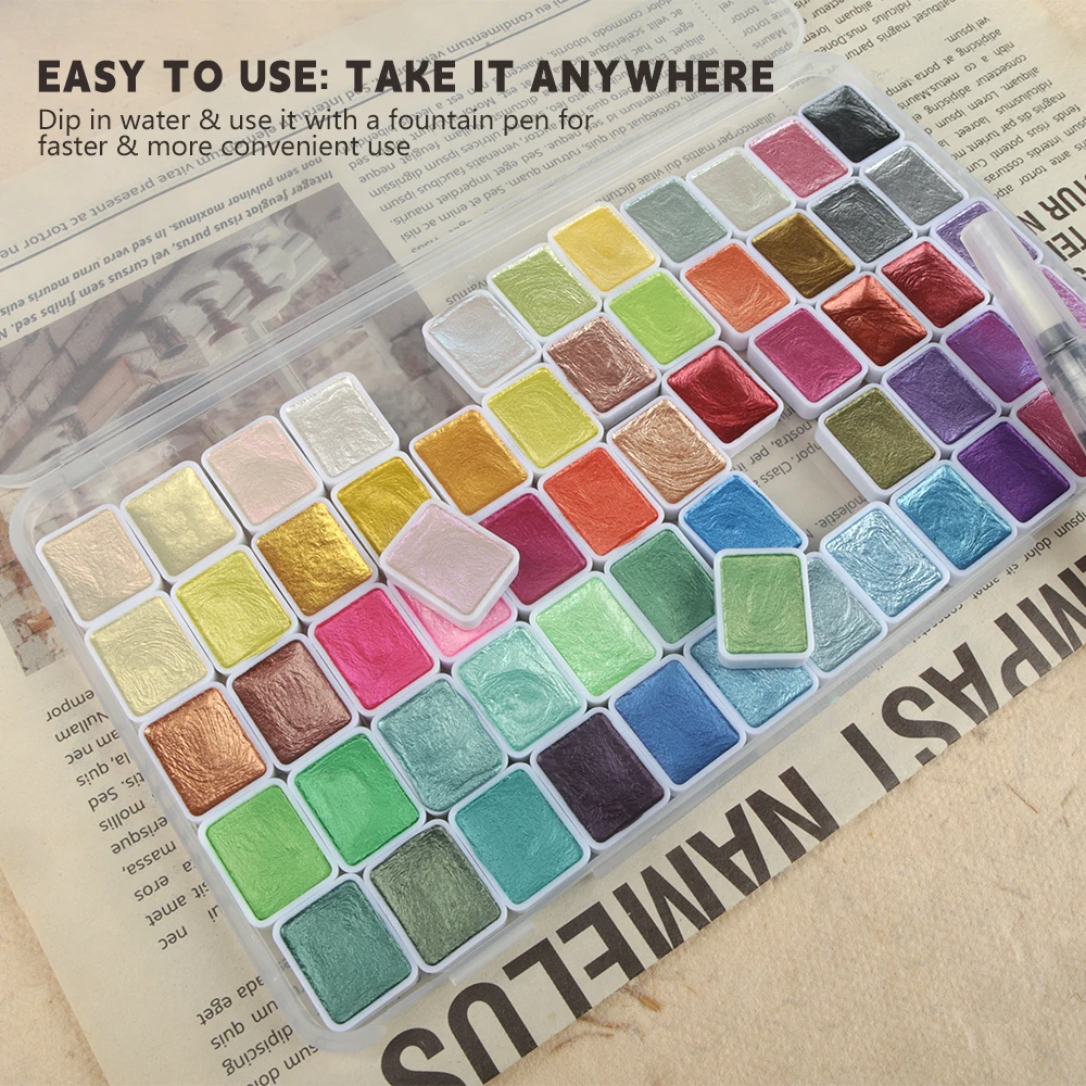 SeamiArt 20 24 36 48 60 Colors Pearlescent Solid Watercolor Set For Drawing Painting Writing Nail Art Creation Art Supplies 2