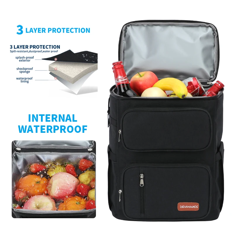 Large Capacity Thermal Picnic Cooler Backpack Outdoor Camping Meal With Bottle Opener 100% Leakproof Insulated Beer Cooler Bags 4