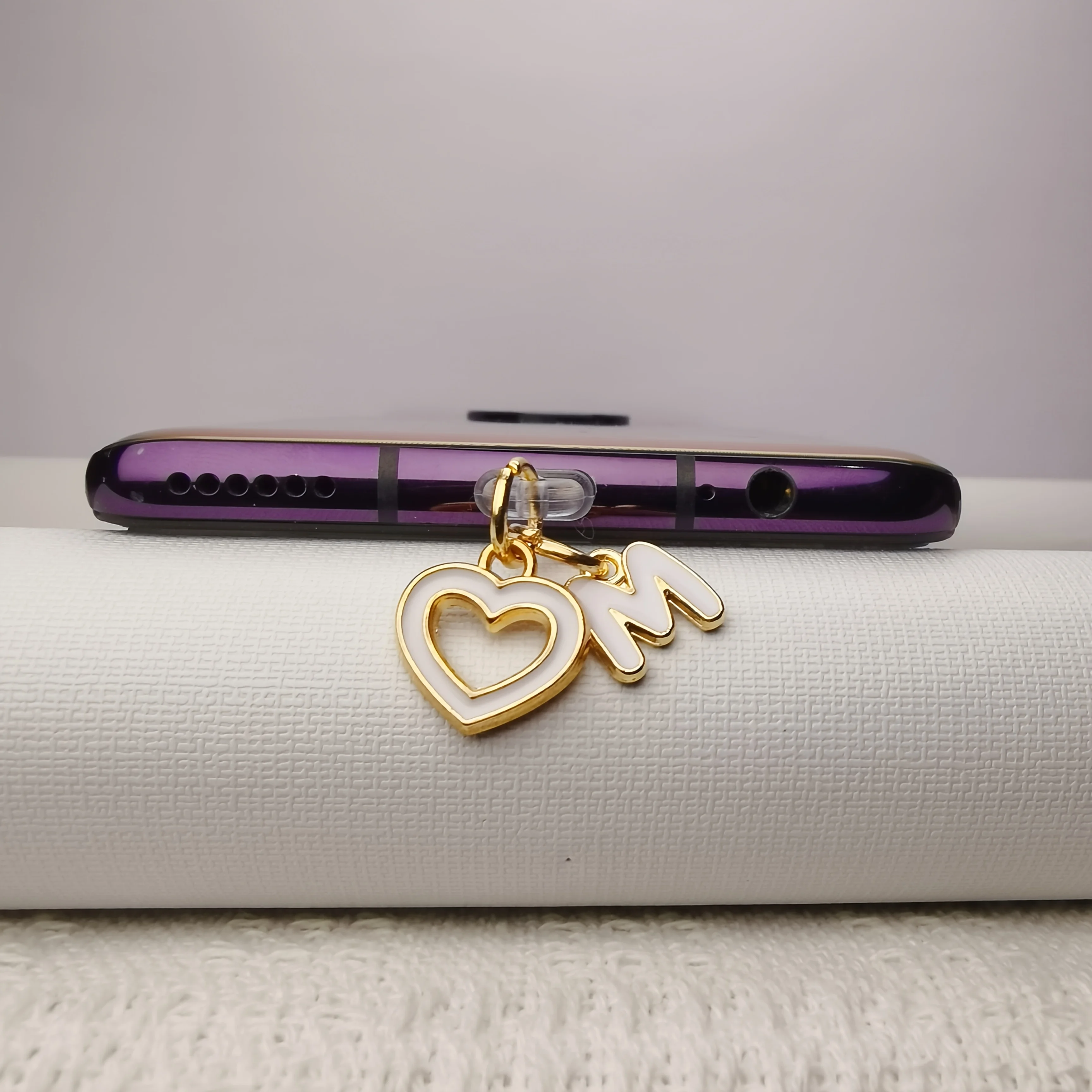 Heart-Shaped Alphabet Phone Dust Plug & Charm Set for Personalized Decoration