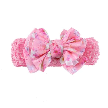 Baby Bows Headbands Lot Elastic Knit Toddler Baby Girls Flower Headband Floral Prints Infant Hair Accessories Kids Headwear 4
