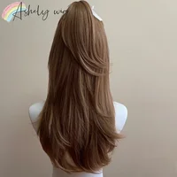 Ashely perruque marron clair femme bandeau corps miel brun Rose cheveux synthétiseur modèles en frange française haut niveau Simulation cheveux perruque 가 3