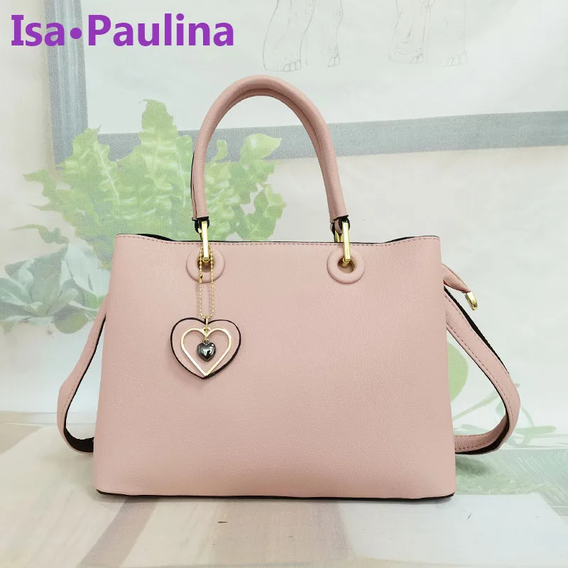 

ISAPAULINA office lady fashion handbag light luxury circle hardware large capacity double love pendant women bag crossbody bag