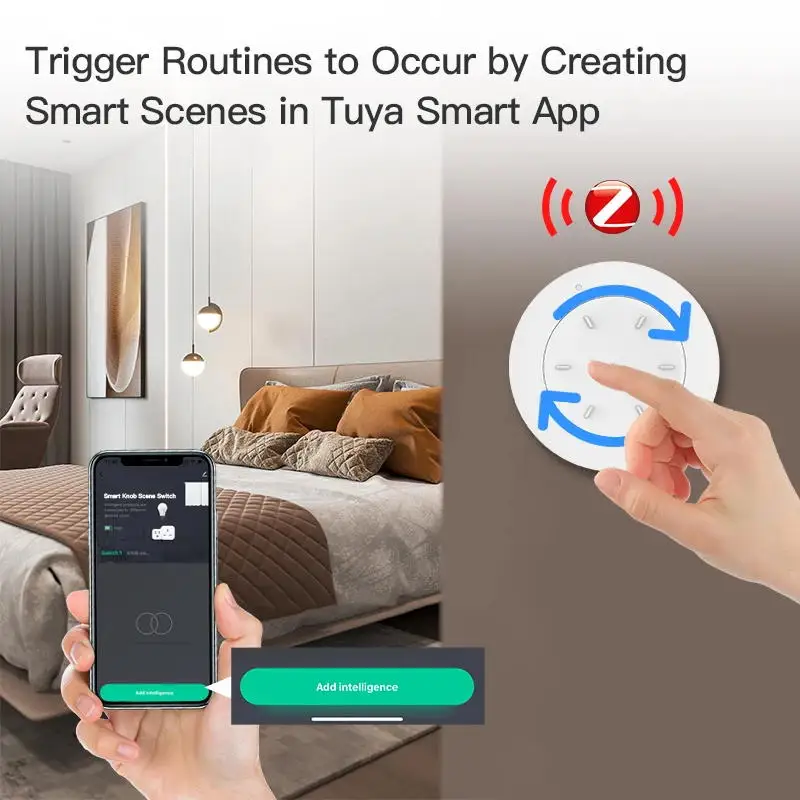 Tuya ZigBee 스마트 노브 스위치, 무선 스마트 장면 스위치, 원격 노브 조광기, 자동화 시나리오 앱 제어, Zigbee 전구 단추