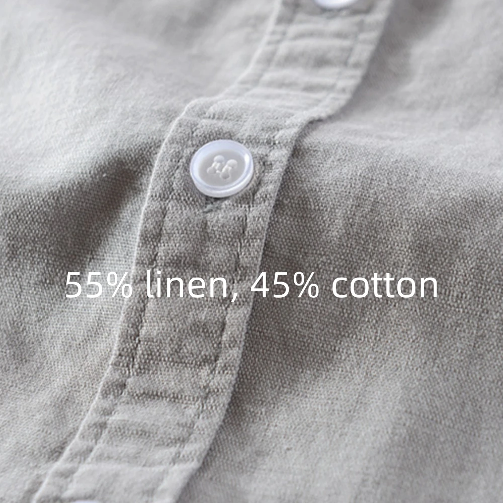 Summer men's shirts short sleeve Solid men clothing Tops  breathable cotton and linen Casual shirt for young man 3