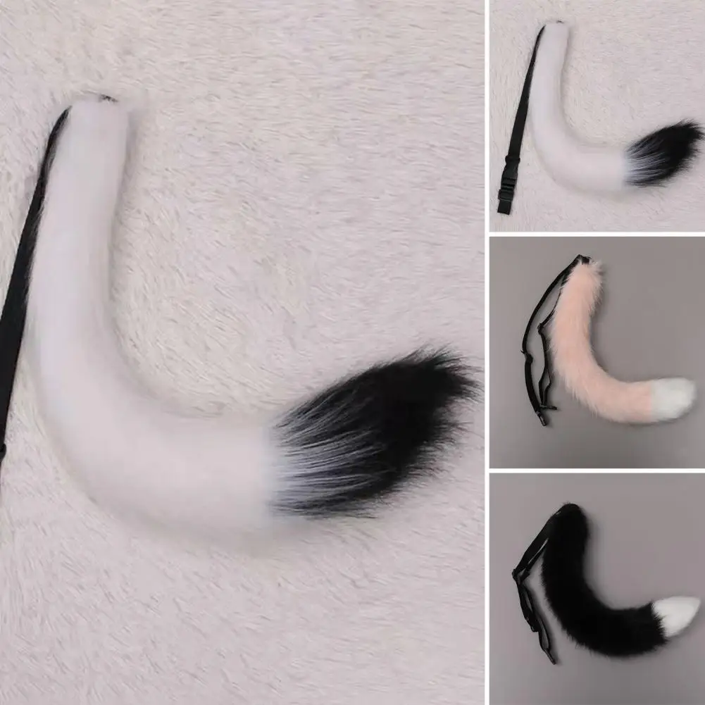 

Faux Fox Tail Japanese Style Fluffy Adjustable Belt Artificial Cat Tail Furry Tail Faux Fur Tails Cosplay Costume Props