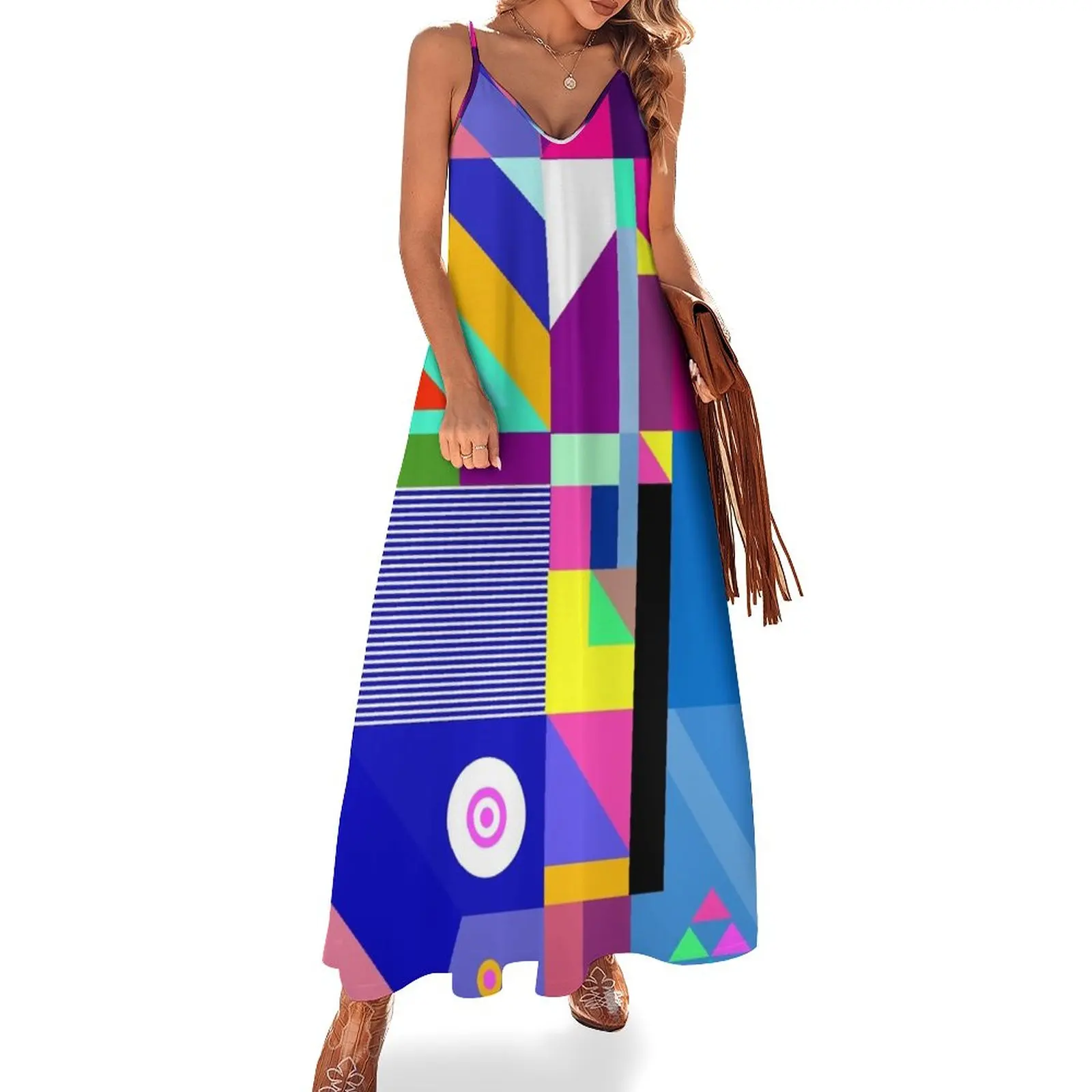 

colorful happier life Sleeveless Dress festival outfit women summer dresses for women 2023 elegant chic women dresses promotion