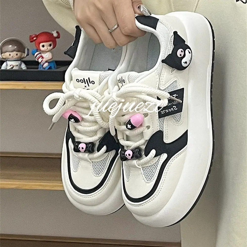 

2023 Kawaii Sanrio Kuromi маленькая белая обувь мультфильм Аниме Кукла плоская обувь сетчатые Нескользящие Дышащие Модные подарки для девочек