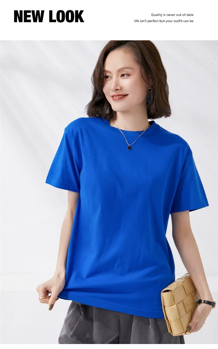 Women T-shirts 2024 Summer Tops Solid Short Sleeve Loose O-neck 100% Cotton Casual Ladies Shirts Harajuku Korean Woman Tshirts