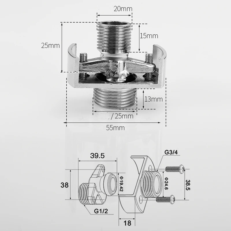 Universal shower angle curved foot curved eccentric elongation variable diameter shower accessories conversion crank foot