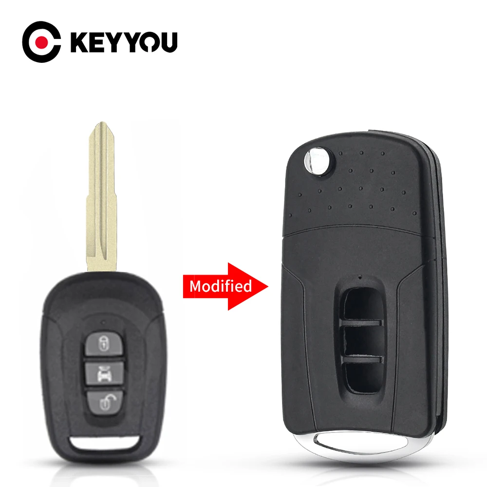 Key shell KEYYOU Modified Remote Key Shell Fob For Chevrolet Captiva Opel Antara 3 Buttons 2006-2010 Flip Key Uncut Case