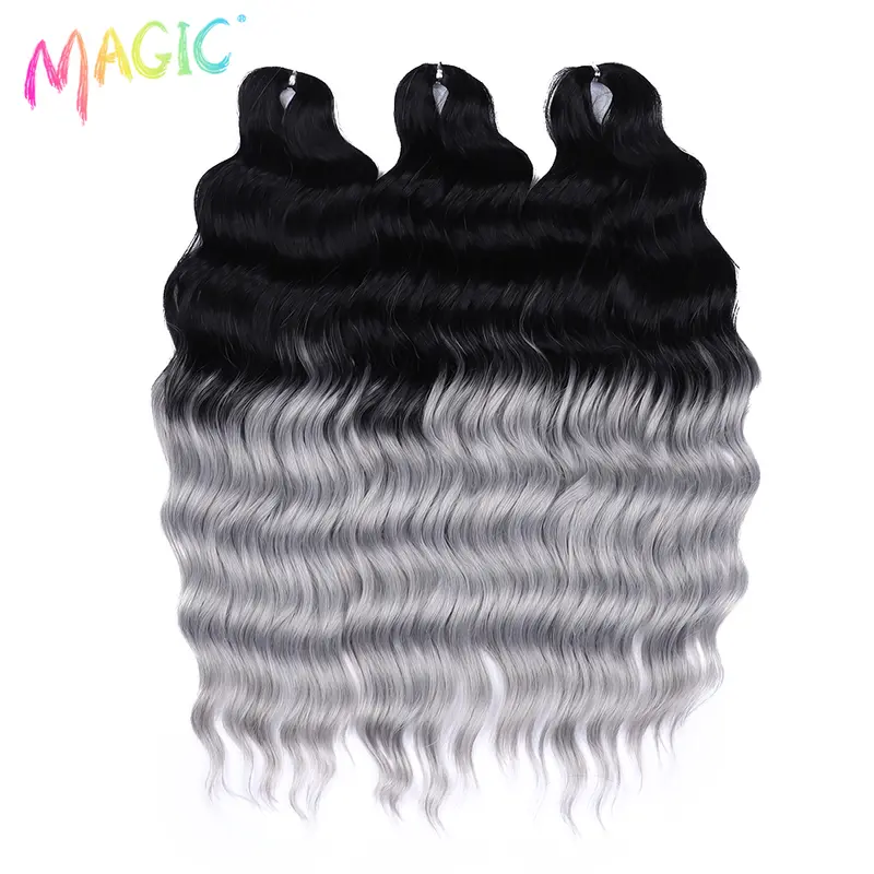 Anna Synthetic Hair 24 Inch Water Wave Braiding Hair Extensions Ombre Blonde Deep Wave Afro Curl Twist Crochet Hair for Women - Image 73