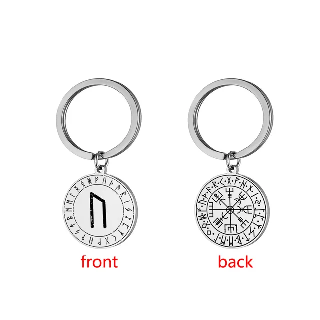 Llavero Vikingo Vegvisir (Brújula Celta) Bajo Cúpula De Cristal - Amuleto Nórdico De Protección Y Suerte Para Viajes