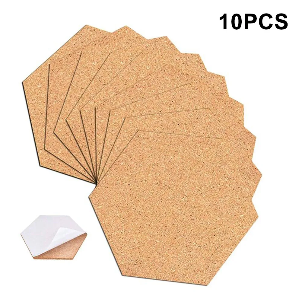 

10pcs Coasters For Coffee Cups 100x85x1mm Hexagon Coasters Cork Cup Mat Pad Adhesive Backed Wood Under Glass Stand For Mugs
