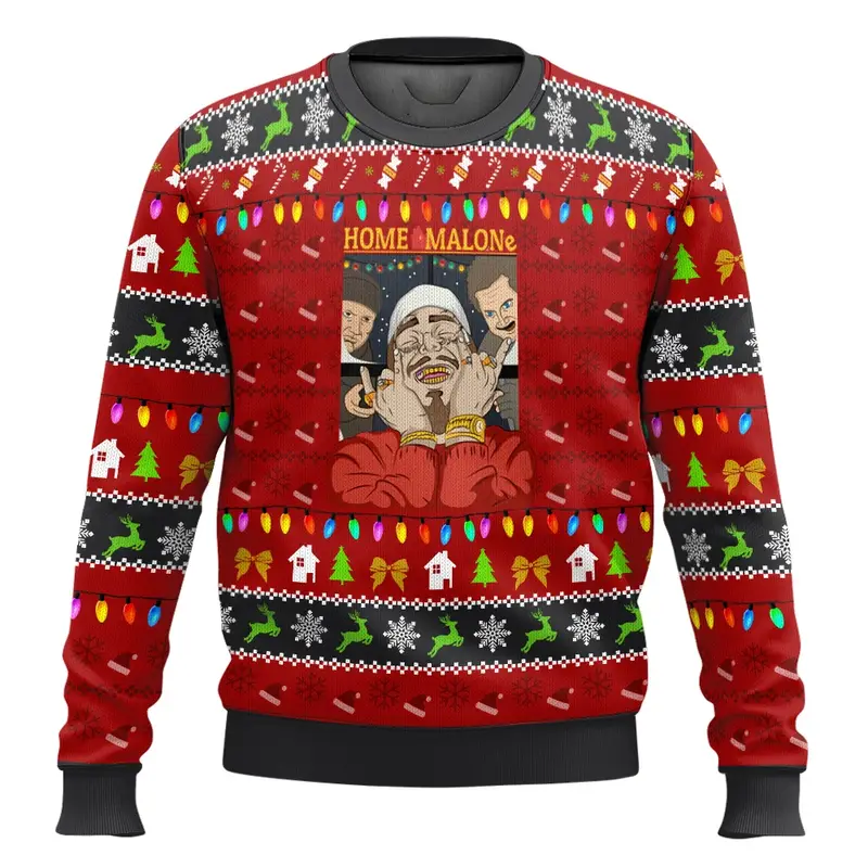 Merry Christmas alone at home Ugly Christmas sweater cartoon animation Men's pullover 2026 fashionable couple shirts Sweatshirt - Image 17