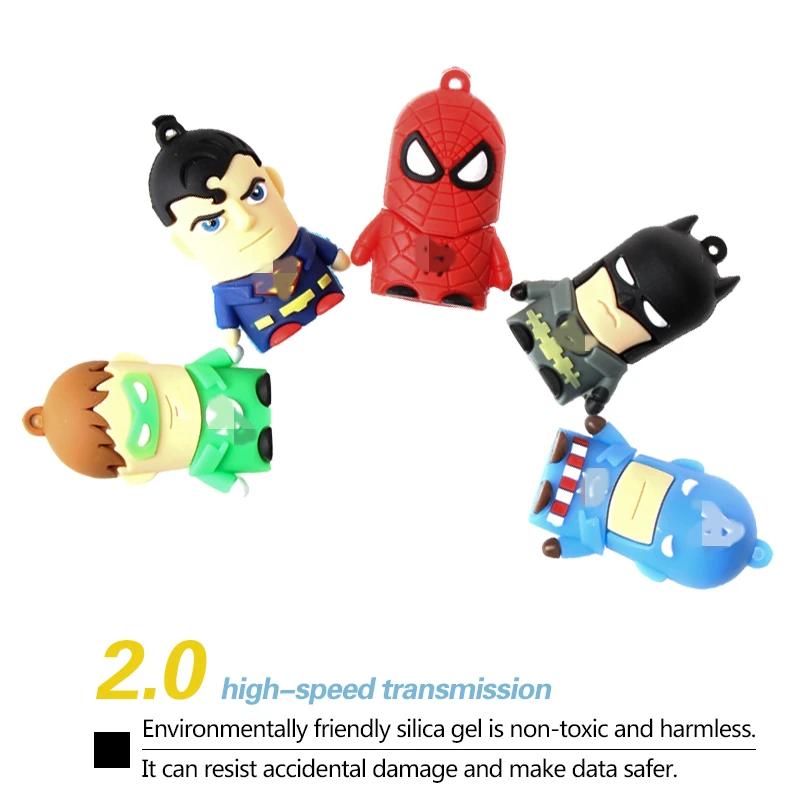 USB Flash Drive Flash Drive 128gb 64gb 32gb Cute cartoon hero series Pendrive U Disk for PC Waterproof and anti-static