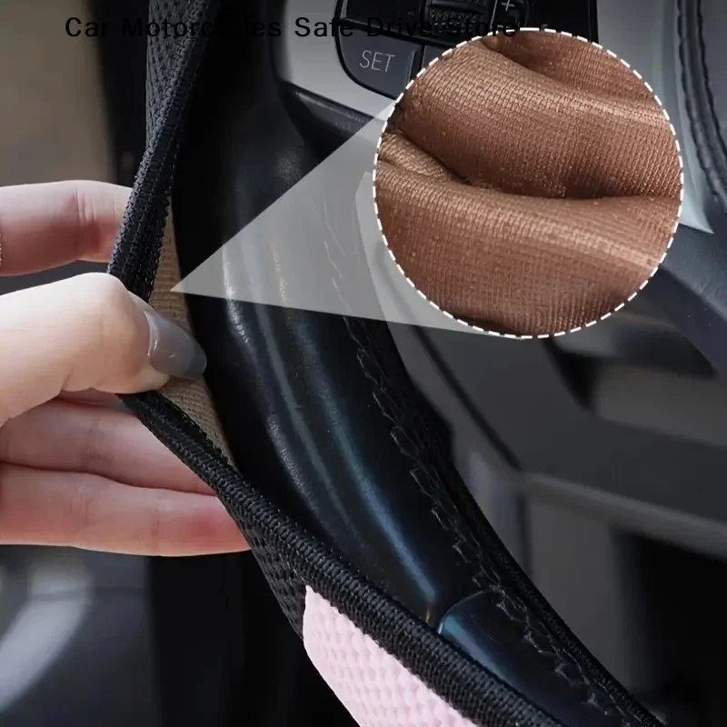 Cartoon Cat Ears Steering Wheel Cover - All-Season, Anti-Slip, Breathable & Wear-Resistant